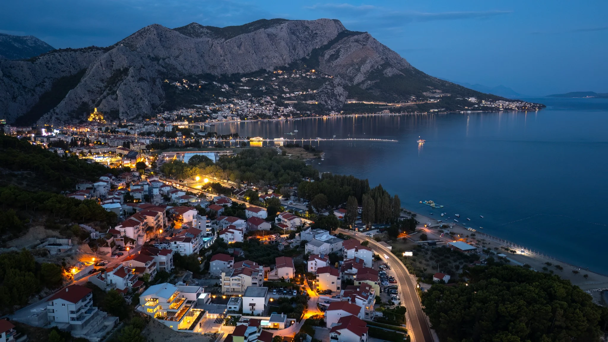 Omiš Riviera coastline and mountains